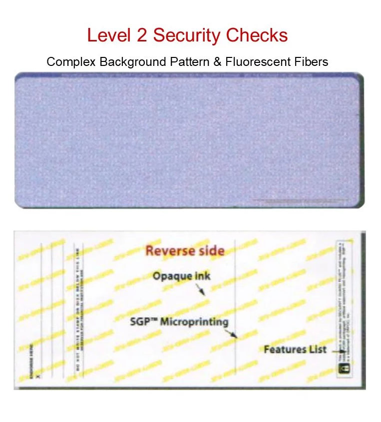 Zapco High-Security Check Paper, Blue w Complex Background Pattern, 8-1/2" x 11", Microperfed with 3-Up Checks, 12 Security Features - PACK OF 100 SHEETS