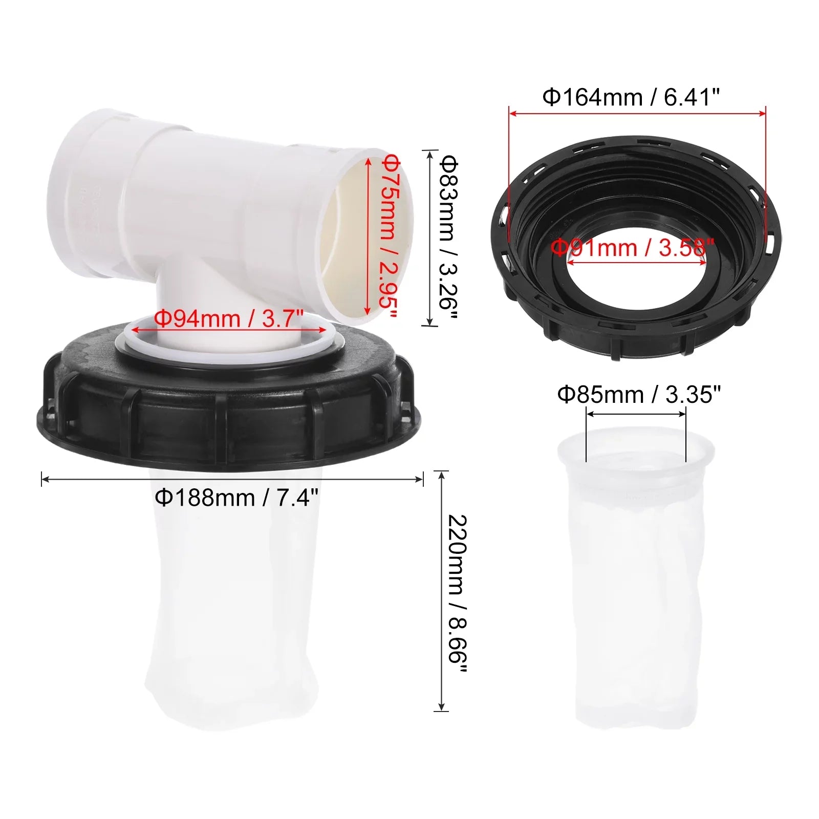 163mm IBC Lid Filter Cover T-Shaped Fluid Tank IBC Tote Cover with Washable Nylon Filter