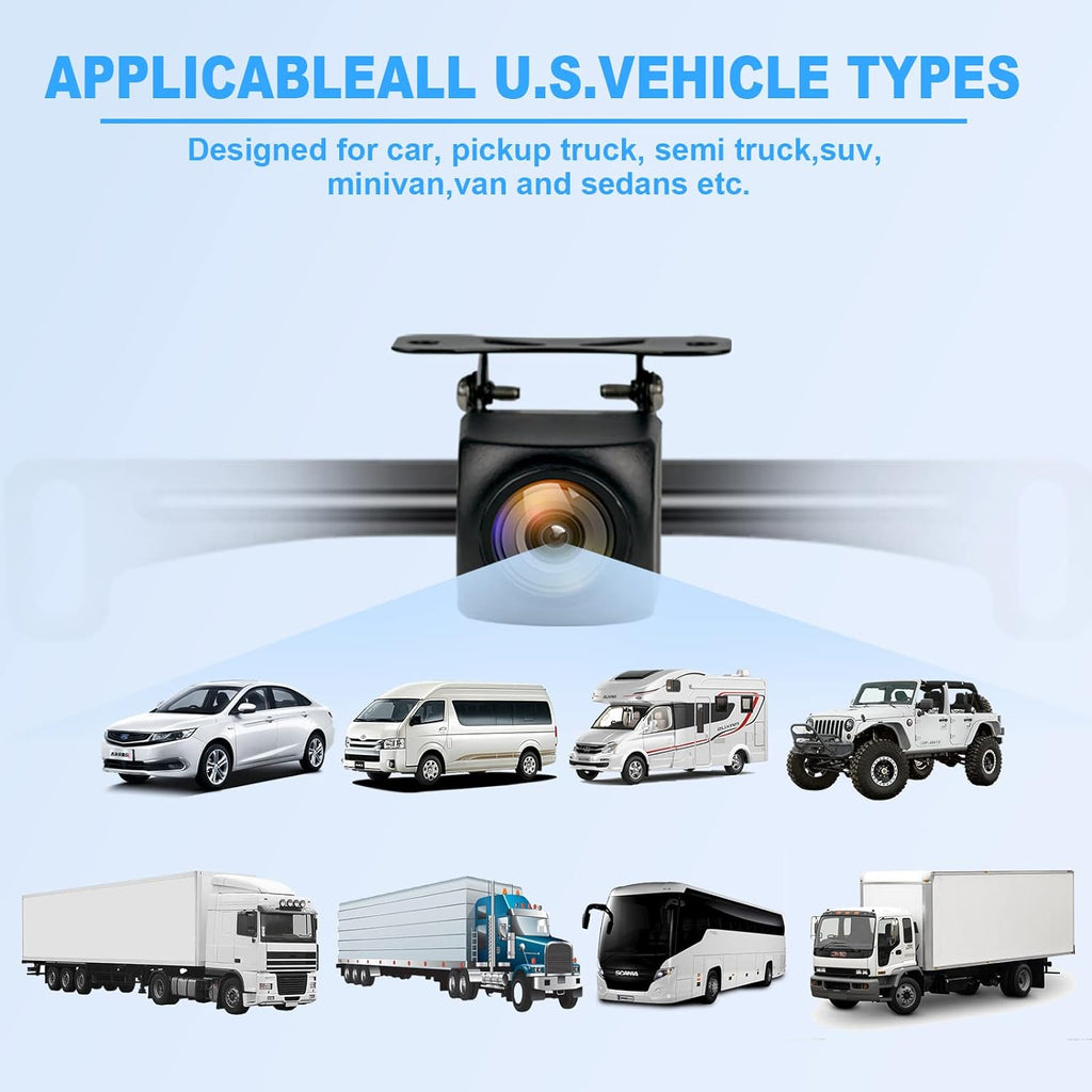 Backup Camera, HD Fluid Ip69K Backup/Front View Camera, Rear View Camera 720P HD Star Light Night Vision and 140°All-Round View, Reverse Camera Systems for Cars, Trucks, RV, SUV,Van (Black)