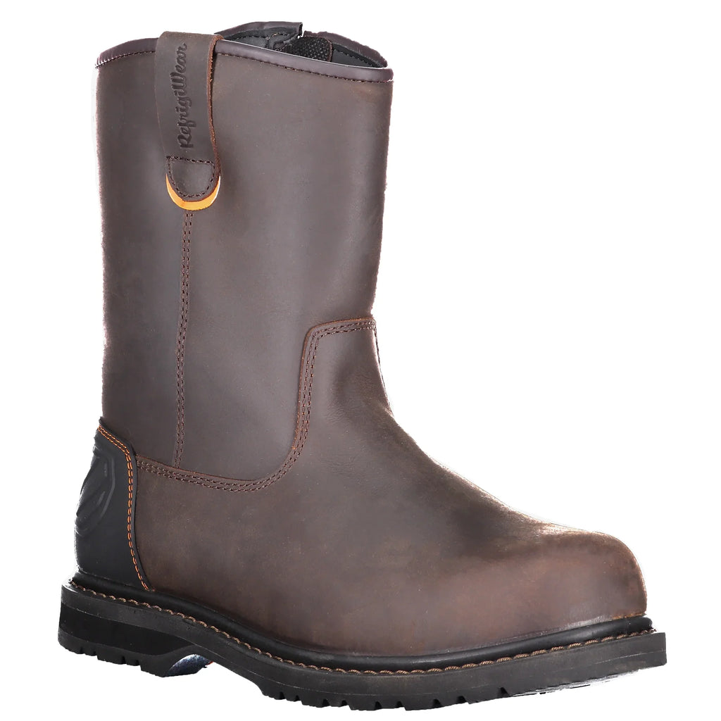 RefrigiWear Men's Barrier Lightweight Insulated 9-Inch Brown Leather Work Boots (Brown, Size 14 US)