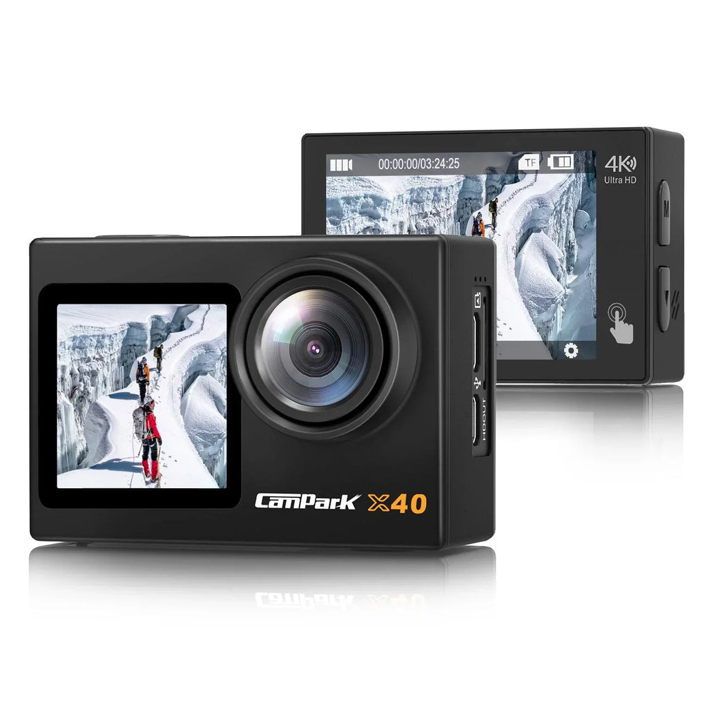 Campark 4K 30FPS Action Camera 20MP Sports Camera 131 Ft Liquid Fluid Camera WiFi Vlog Camera EIS 4.0 Zoom Support External Mic Remote Control