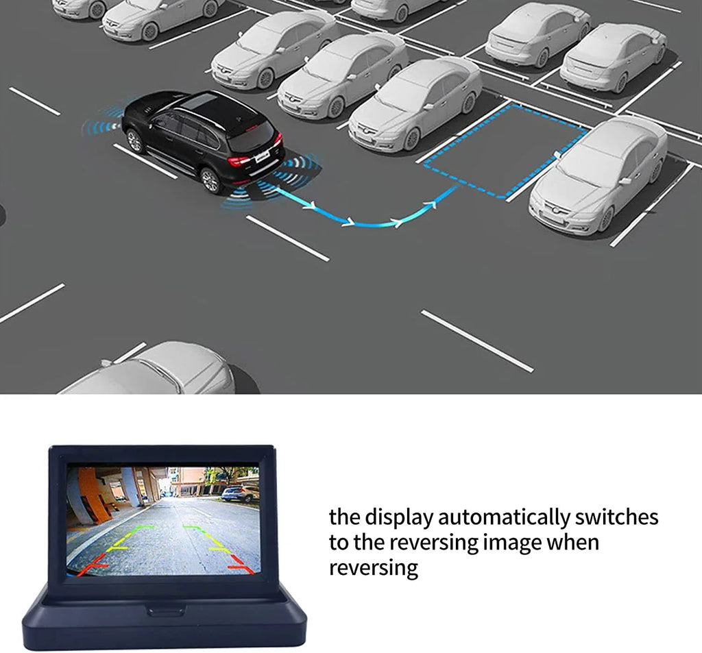 5 inch Foldable TFT LCD Backup Camera Monitor only Rear View Reverse Display Monitor V1/V2 Two Video Input, 12V/24V