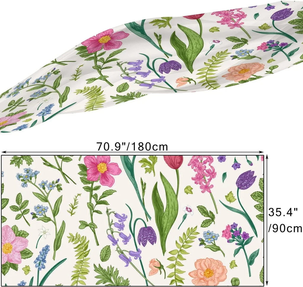 Hyjoy Meadow Flowers and Herbs Long Silk Neck Scarf Lightweight Shawl Wrap Scarves for Women Girls