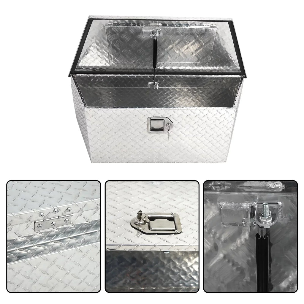Confote Heavy Duty Aluminum Diamond Plate Trailer Tongue Box with Lock and Keys for Secure Tool Storage on Your Trailer, Silver,39 x 16.5 x 12 Inches