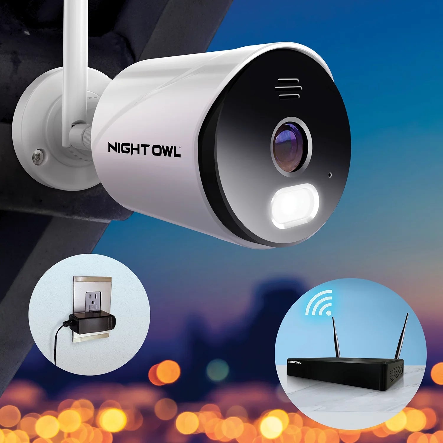 Night Owl 10 Channel 4K Wi-Fi NVR with 1TB Hard Drive and 4 Wi-Fi IP 1080p HD Spotlight Cameras