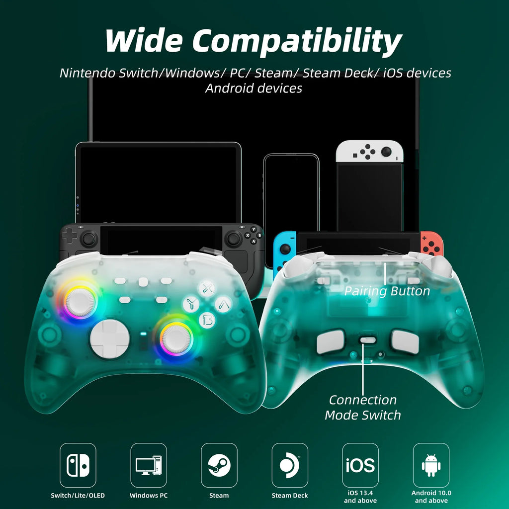 Super Mario Party Game Disc and Upgraded Switch Pro Controller for Nintendo Switch/PC/IOS/Android/Steam with Hall Effect Joysticks & Triggers Green