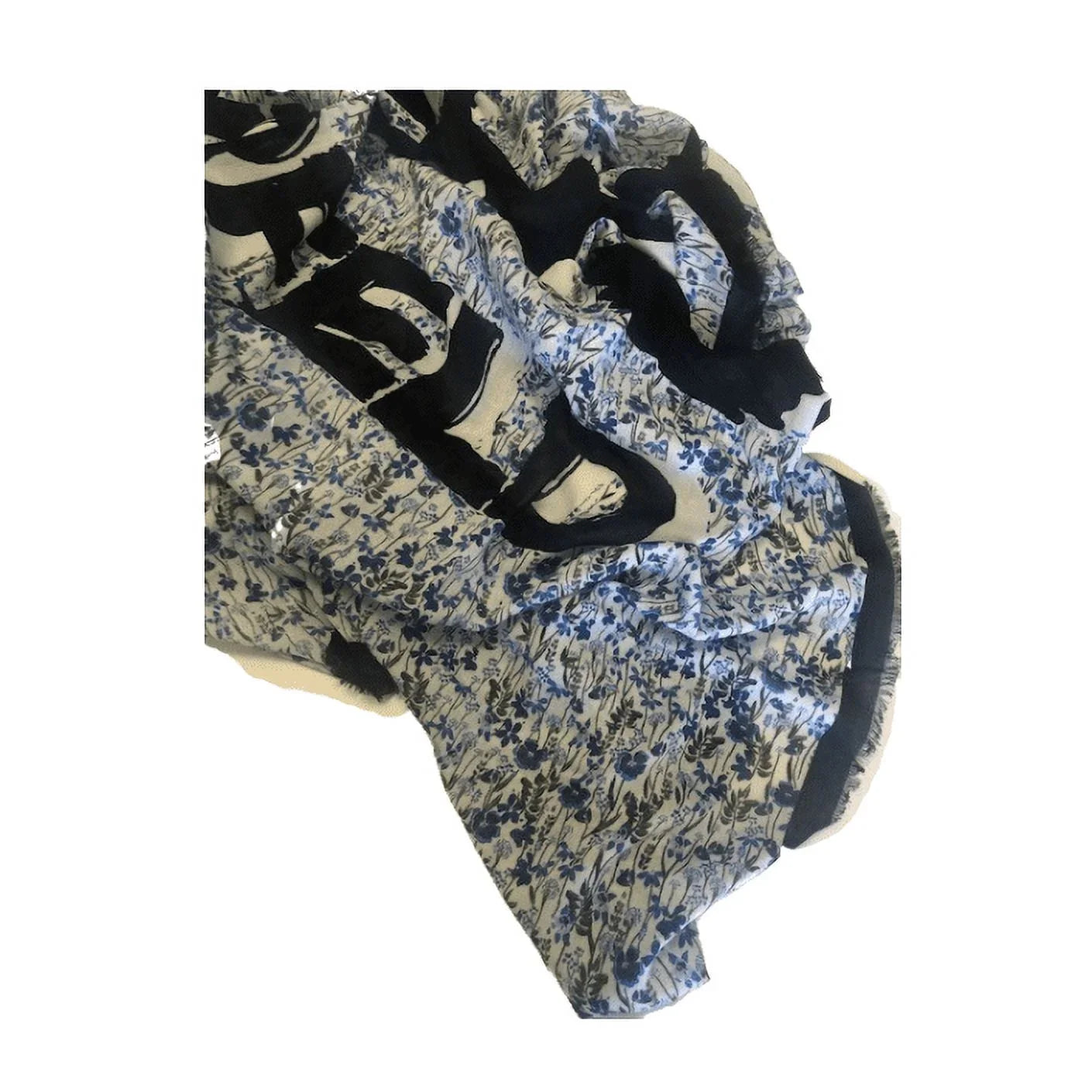 Karl Lagerfeld Women's Bluebell Print Fringe Scarf, One Size