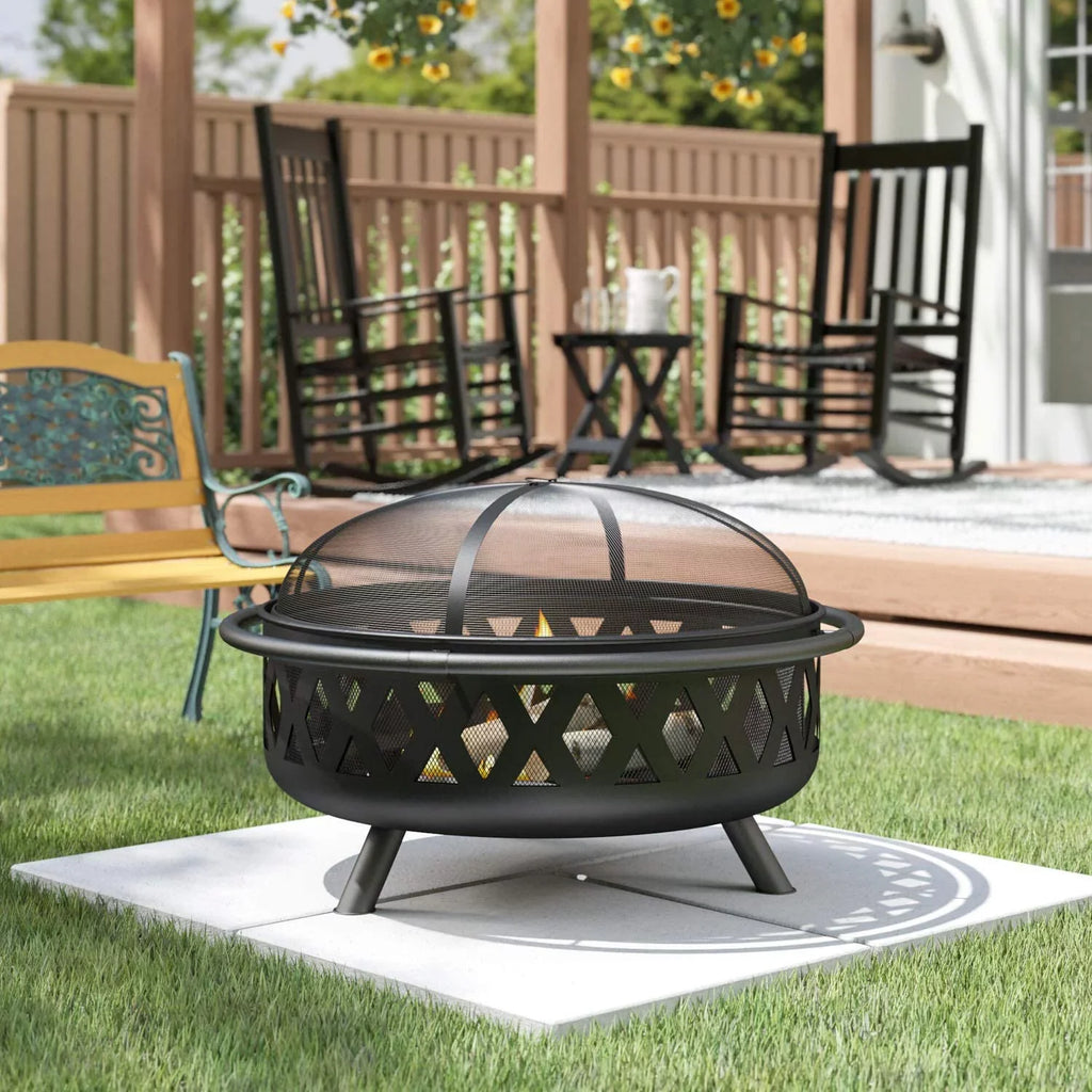 Caleb Moveable Metal Wood Grill Burning Pit And Efficient Fire Pit