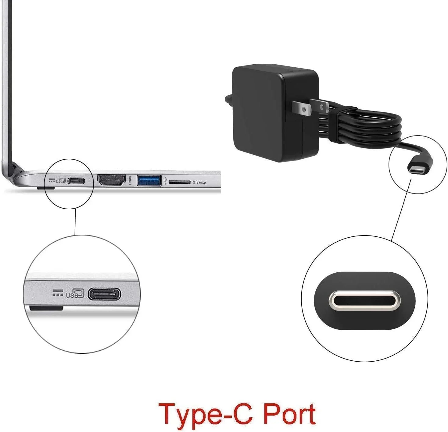 Guy-Tech 65W Max Type-C Adapter Compatible for Inspiron 13 5310 Power Supply