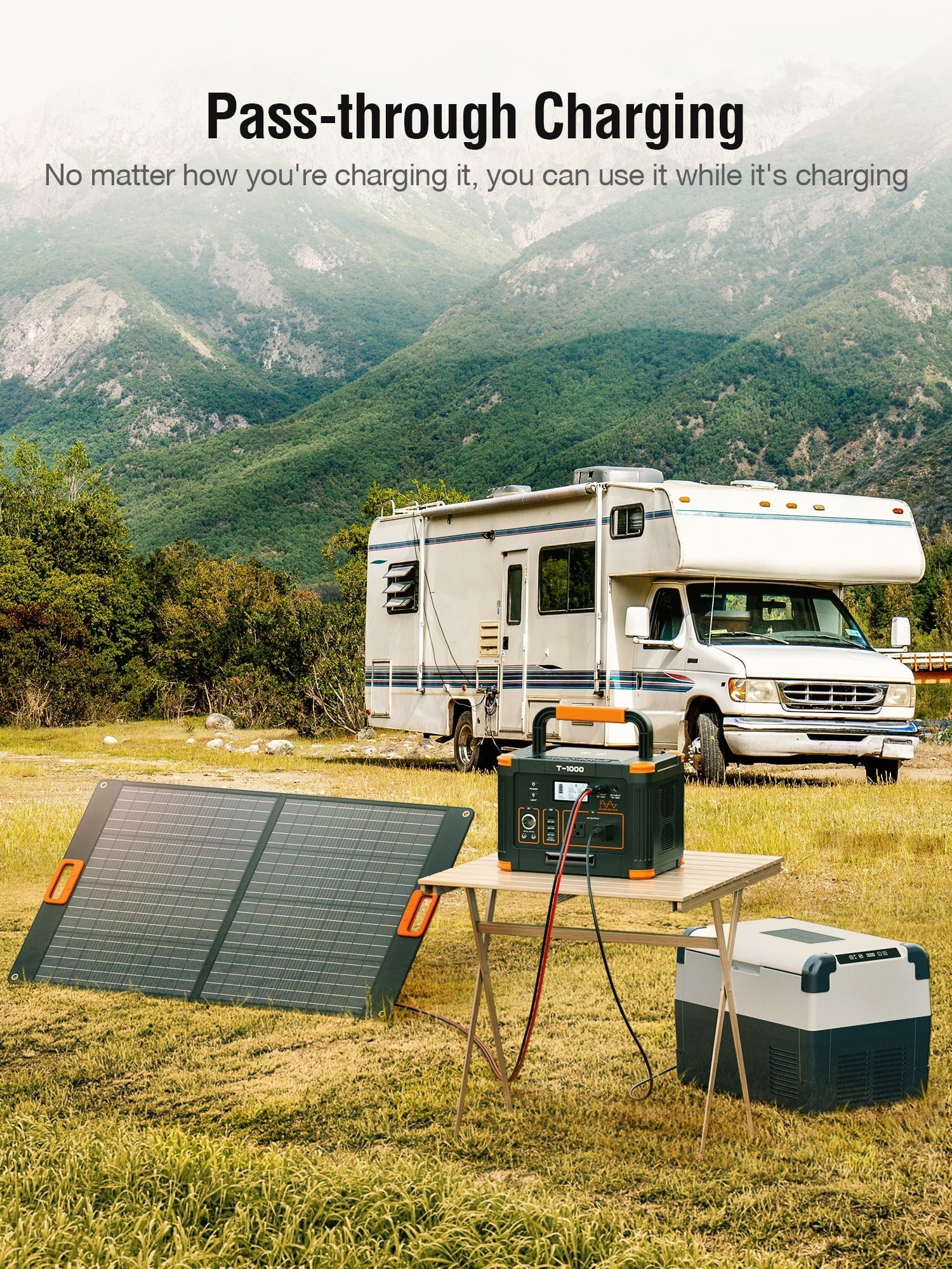 BEYGO Portable Power Station 1000W 999Wh Solar Powered Generator with 110V AC Outlet, PD 60W Fast Charging Backup Lithium Battery Pack Power Supply for Outdoor Home Camping Travel Emergency RV Van