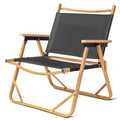 Fithood 53*55*61cm Medium Size Aluminum Frame 600D Black Oxford Cloth Bearing 100kg Imitation Wood Grain Spray Paint Camping Chair Black