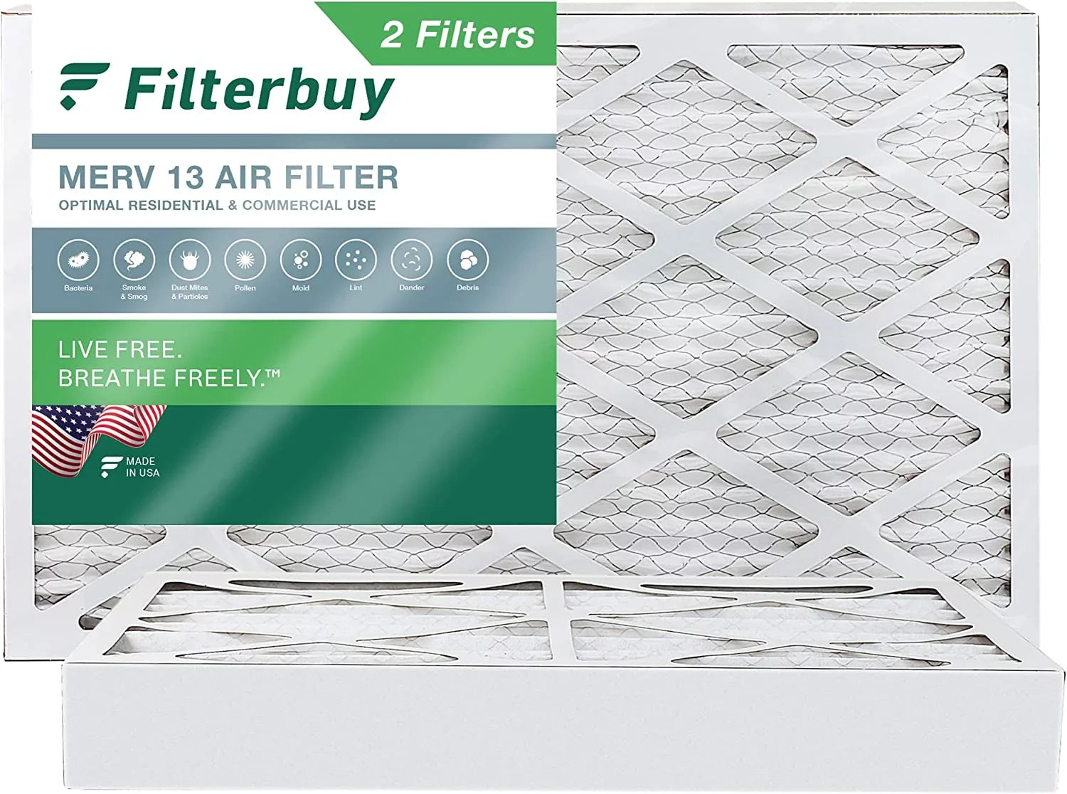 Filterbuy 10x18x4 MERV 13 Pleated HVAC AC Furnace Air Filters (2-Pack)