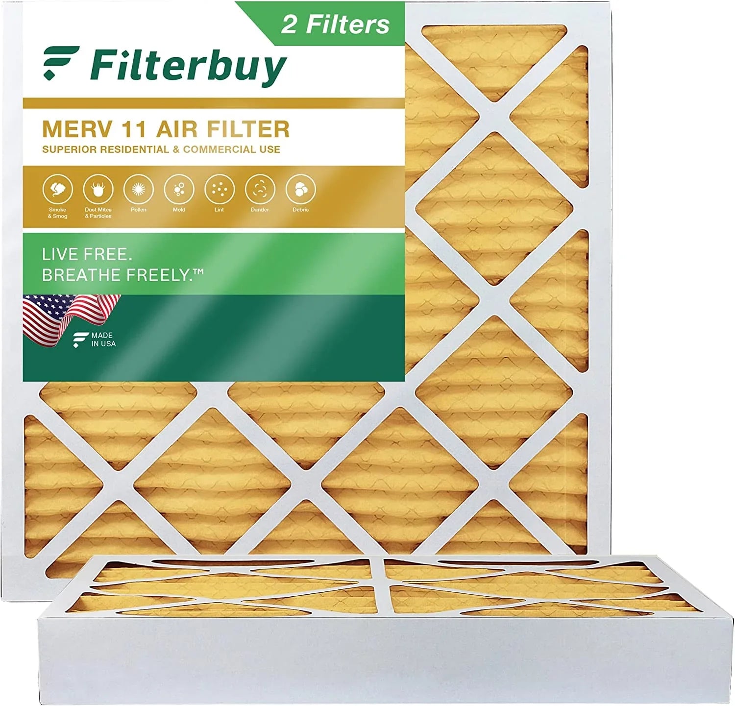 Filterbuy 12x12x4 MERV 11 Pleated HVAC AC Furnace Air Filters (2-Pack)