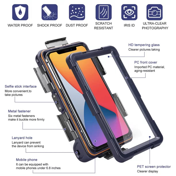 UrbanX Professional [15m/50ft] Swimming Diving Surfing Snorkeling Photo Video Fluid Protective Case Liquid Housing for Infinix Smart 5 And all Phones Up to 6.9 Inch LCD with Lanyard