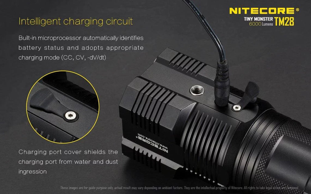 Outdoor Value Pack: Nitecore TM28 Searchlight and E4K Flashlight -Both can be Recharged on the go or at home