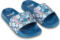 Disney Ladies Lilo and Stitch Slides, Printed Stitch Slip-On Sandals for Women Blue - 8