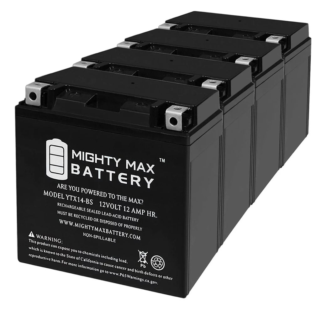 YTX14-BS Battery Replaces BMW F800ST GS, GT, R, ADV 07, 17-18 - 4Pack