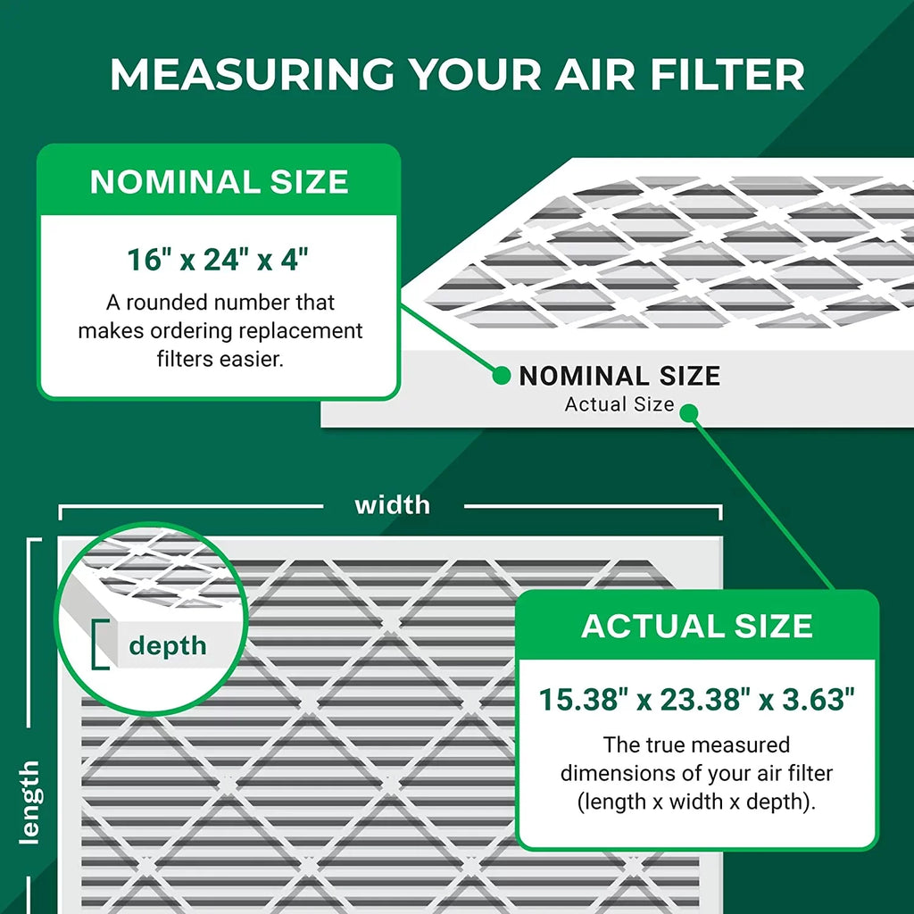 Filterbuy 16x24x4 MERV 11 Pleated HVAC AC Furnace Air Filters (1-Pack)