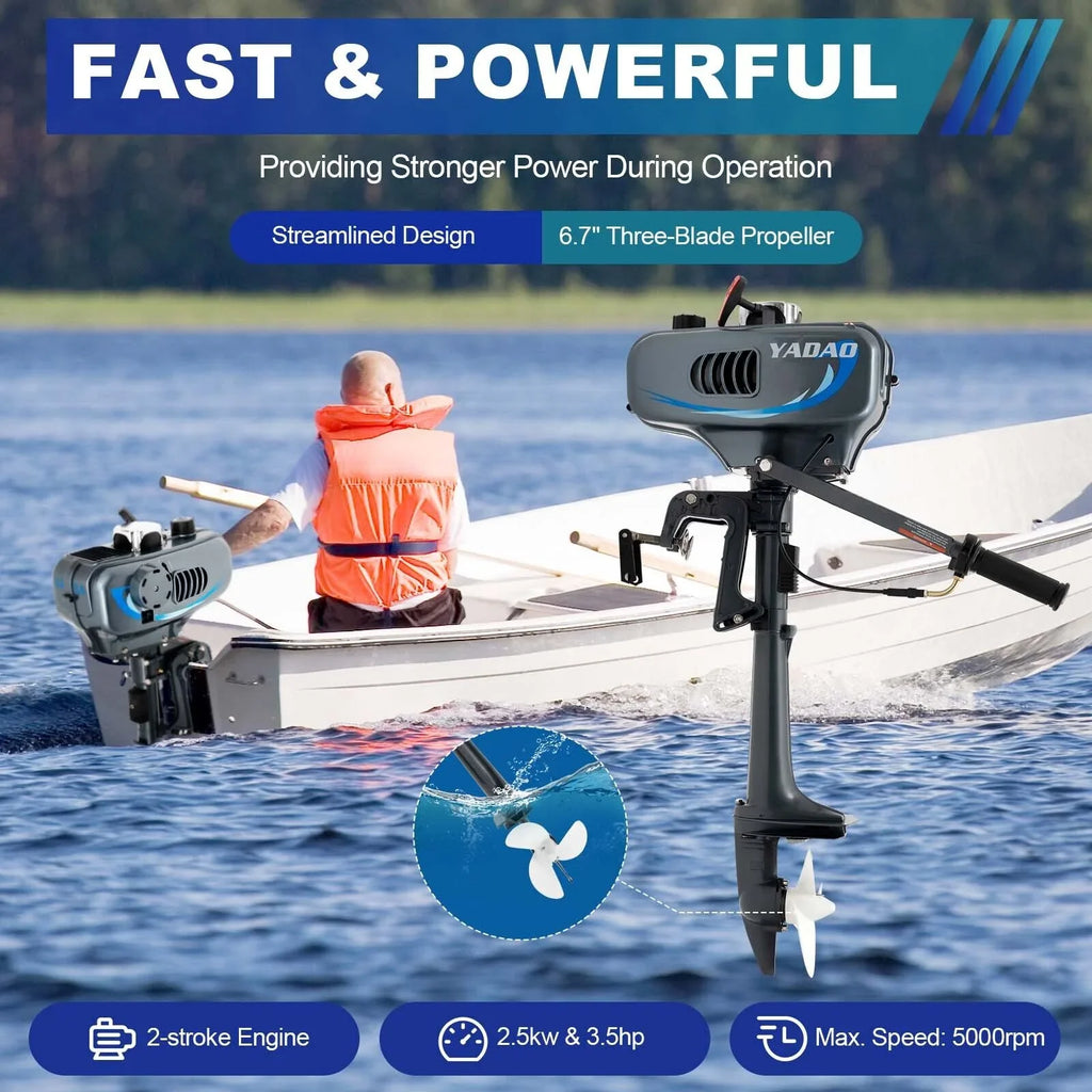 Heavy Duty 3.5HP 2 Stroke Outboard Engine Motor Boat Engine Fluid Cooling System