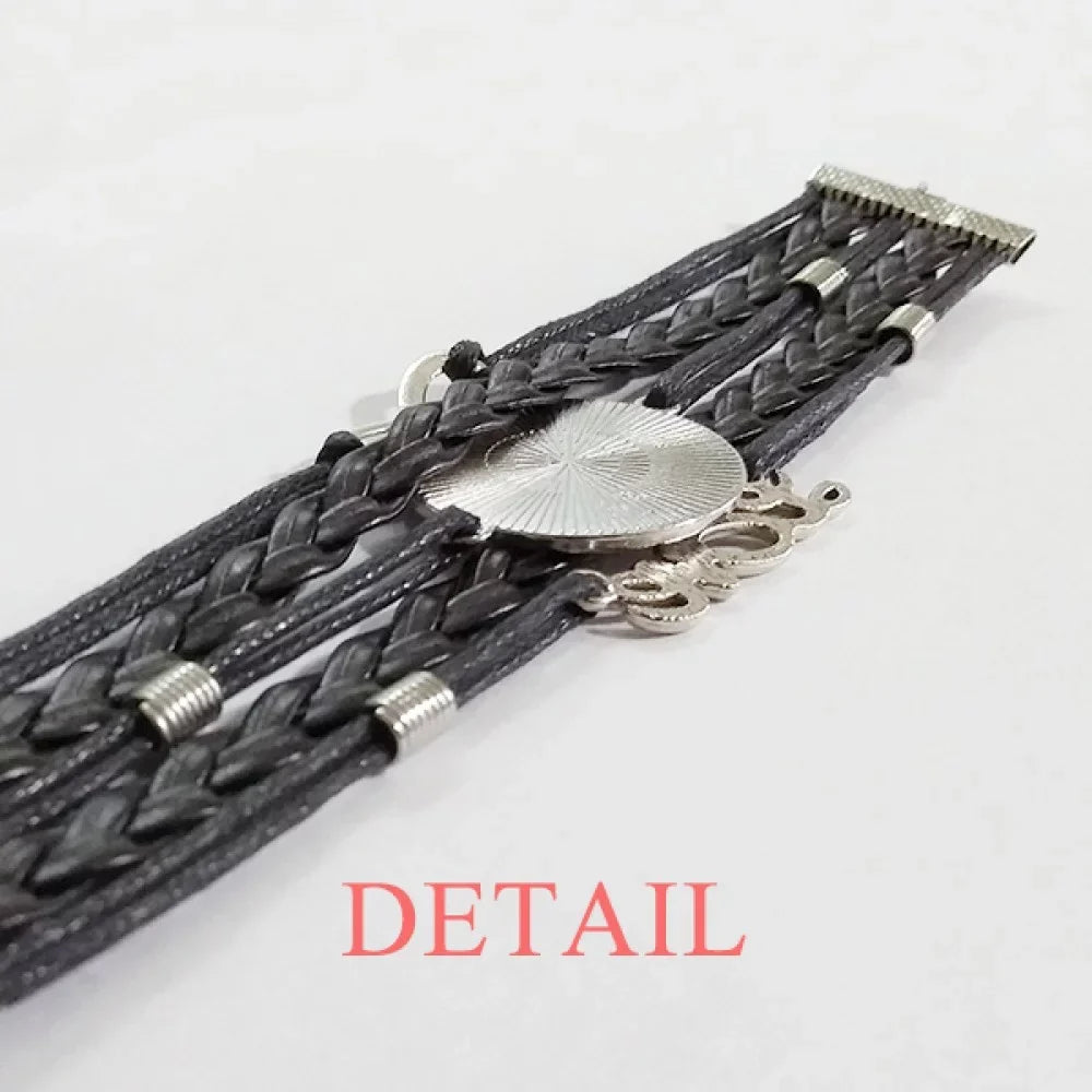 Qoutes Famous People Healing Burden Peacock Tail Bracelet Hand Strap Leather Rope Wristband Double Set