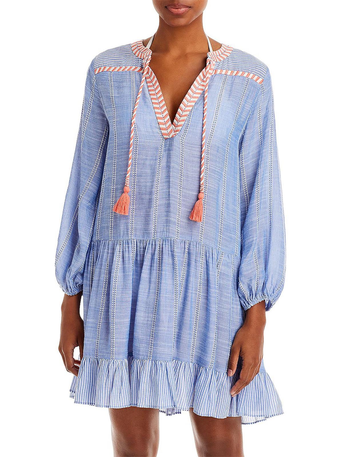Shoshanna Women's Mini Dress Swim Cover-Up (S, Chambray/White)