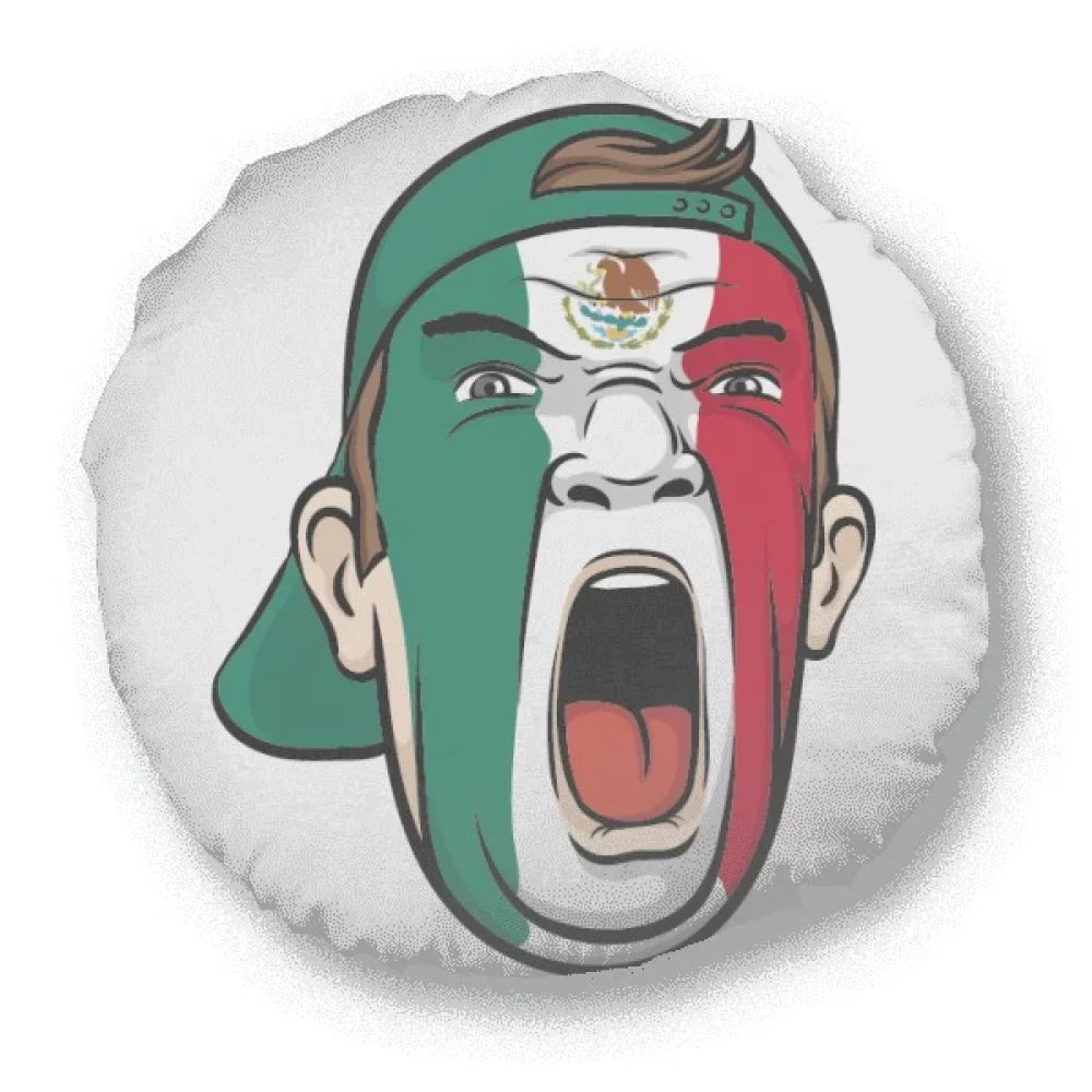 Mexico Flag Facial Makeup Head Screang Cap Round Throw Pillow Home Decoration Cushion
