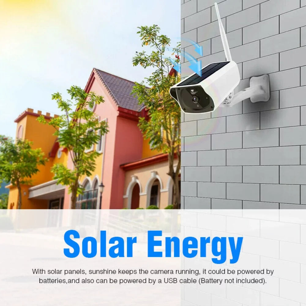 1080P Solar Powered Security Energy Camera, Wireless WiFi Outdoor IP Cameras, Rechargeable Battery Powered, Motion Detection, Liquid Video Surveillance Camera