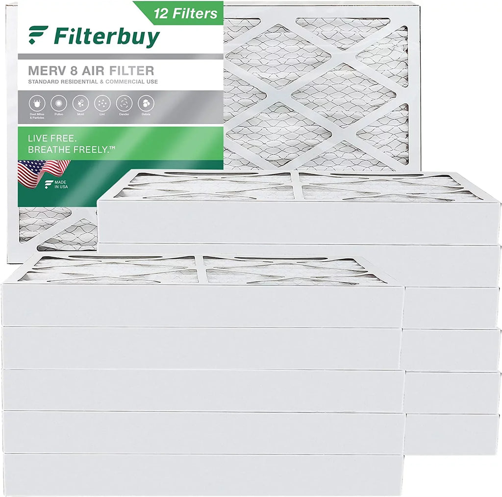 Filterbuy 10x25x4 MERV 8 Pleated HVAC AC Furnace Air Filters (12-Pack)