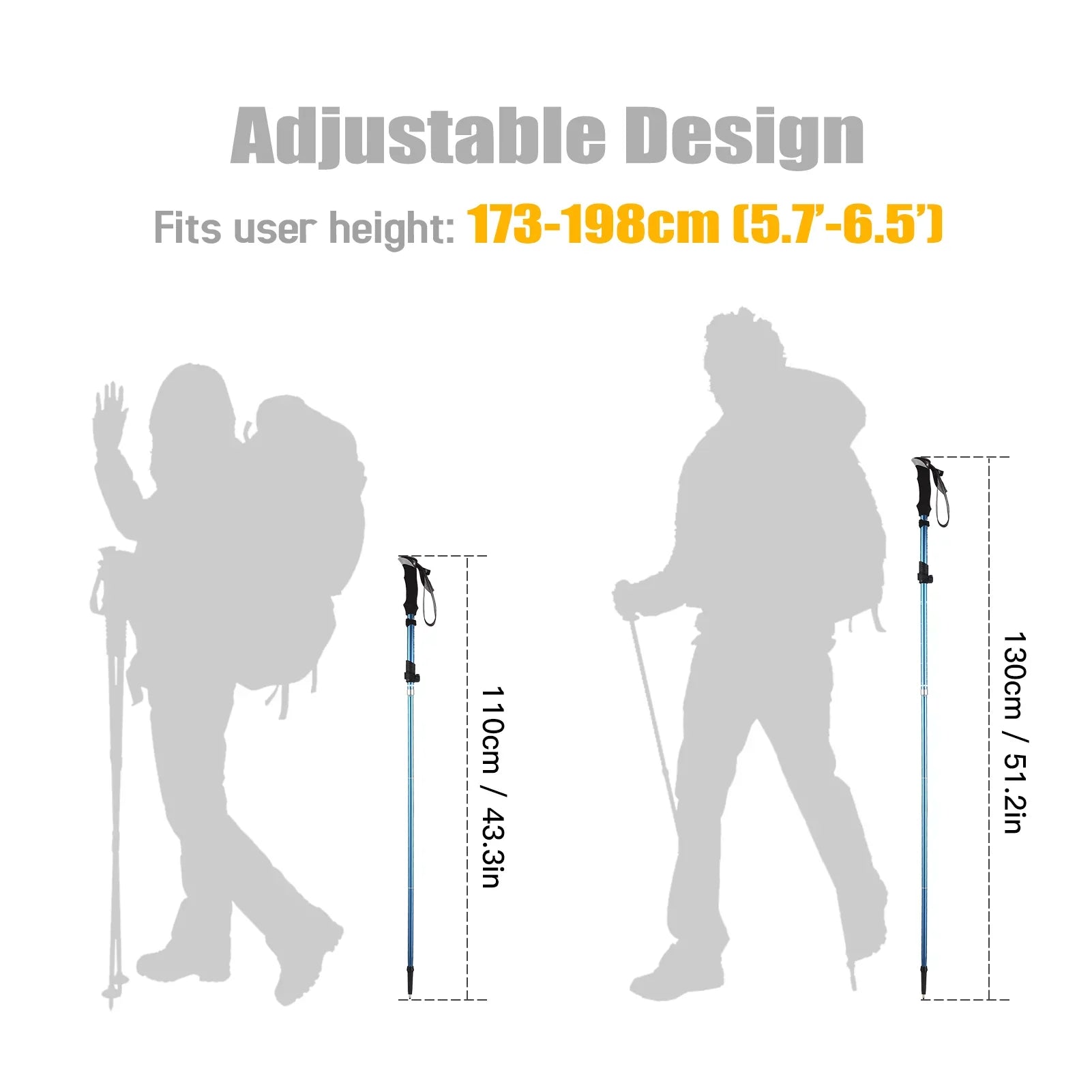 Tomshoo Trekking Pole for Hiking Camping Backpacking, Lightweight and Long-lasting Blue