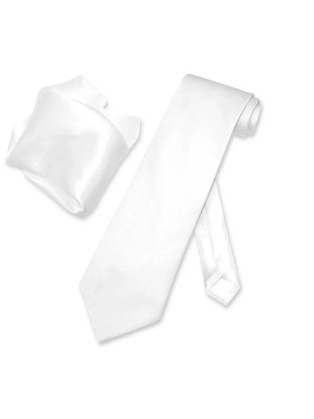 Biagio 100% SILK Solid WHITE Color NeckTie & Handkerchief Men's Neck Tie Set