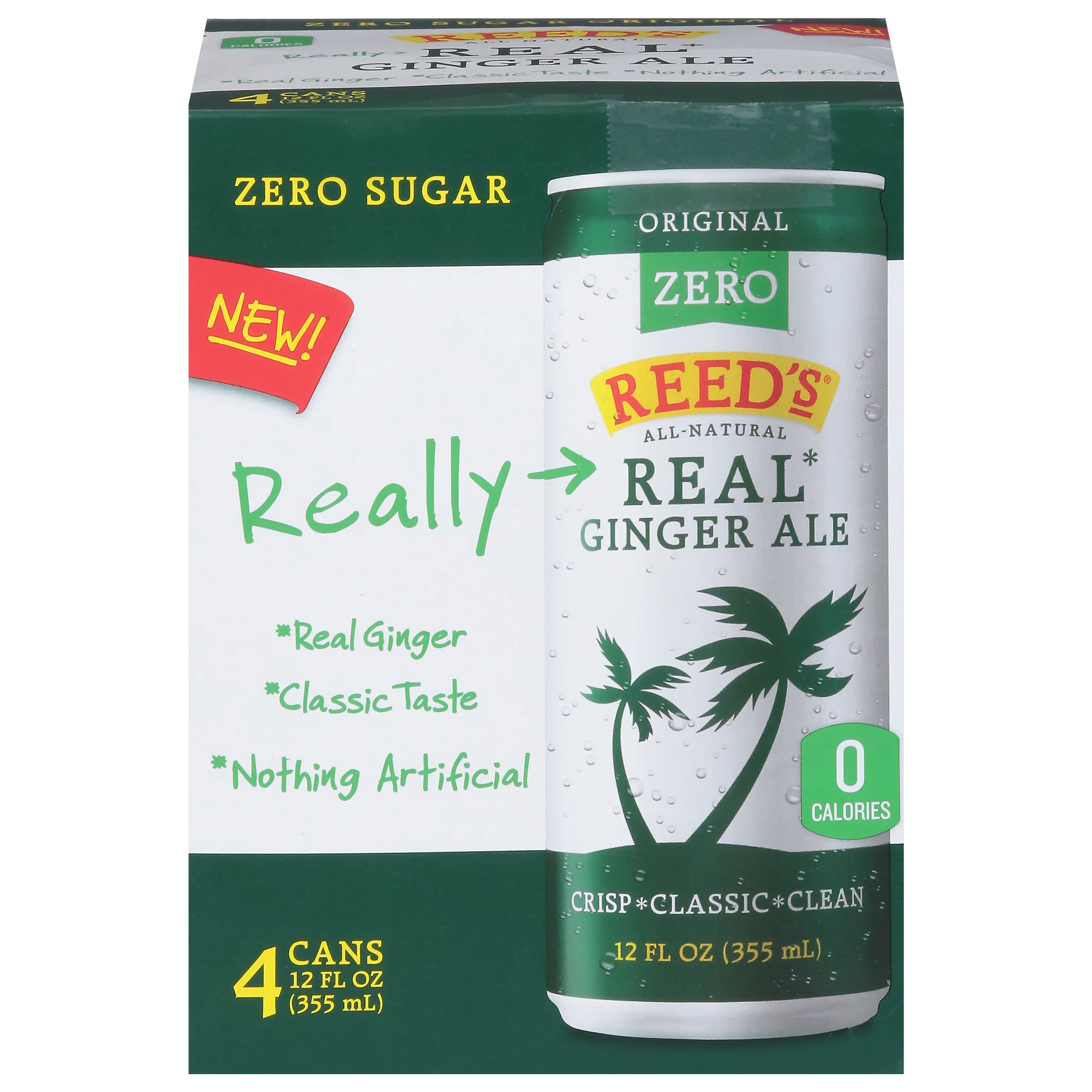 Reed's Ginger Ale, Zero Sugar - 24 x 12 floz