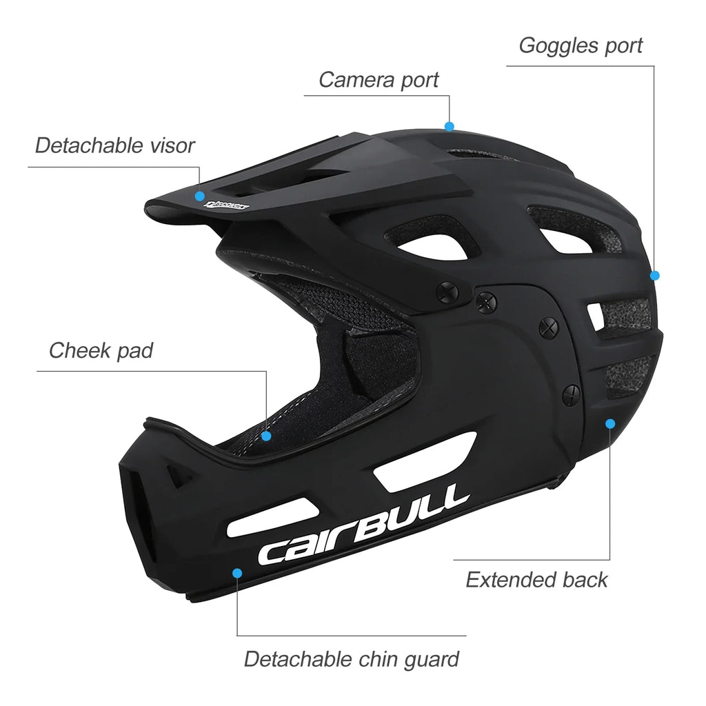 Adult Cycling Helmet with Detachable Chin Guard and Visor by CAIRBULL for Mountain Biking
