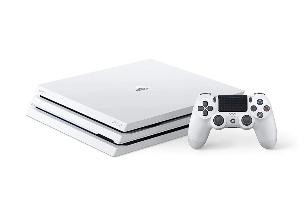 PlayStation 4 Pro 1TB White Gaming Console + Gaming Earbuds With Microphone BOLT AXTION Bundle Like New