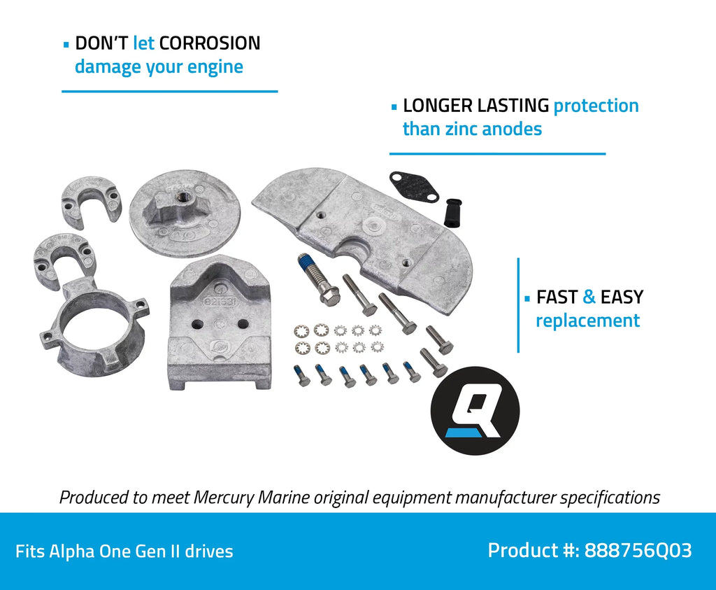Quicksilver 888756Q03 Alpha One Gen II Aluminum Anode Kit