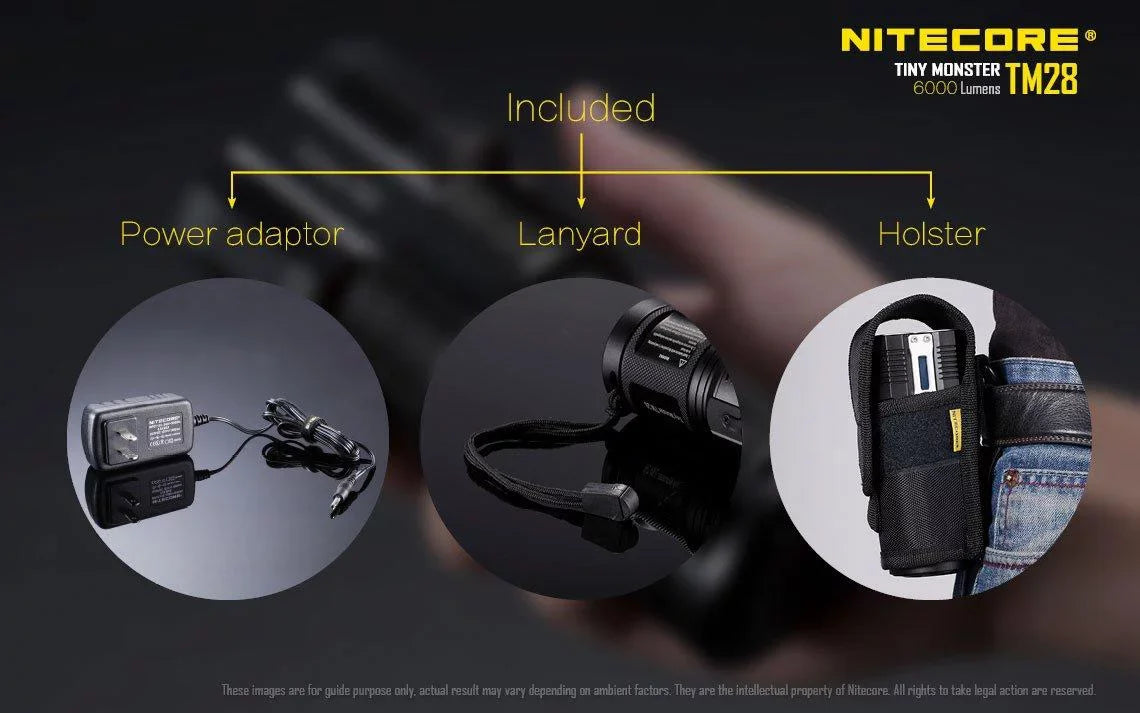 Outdoor Value Pack: Nitecore TM28 Searchlight and E4K Flashlight -Both can be Recharged on the go or at home