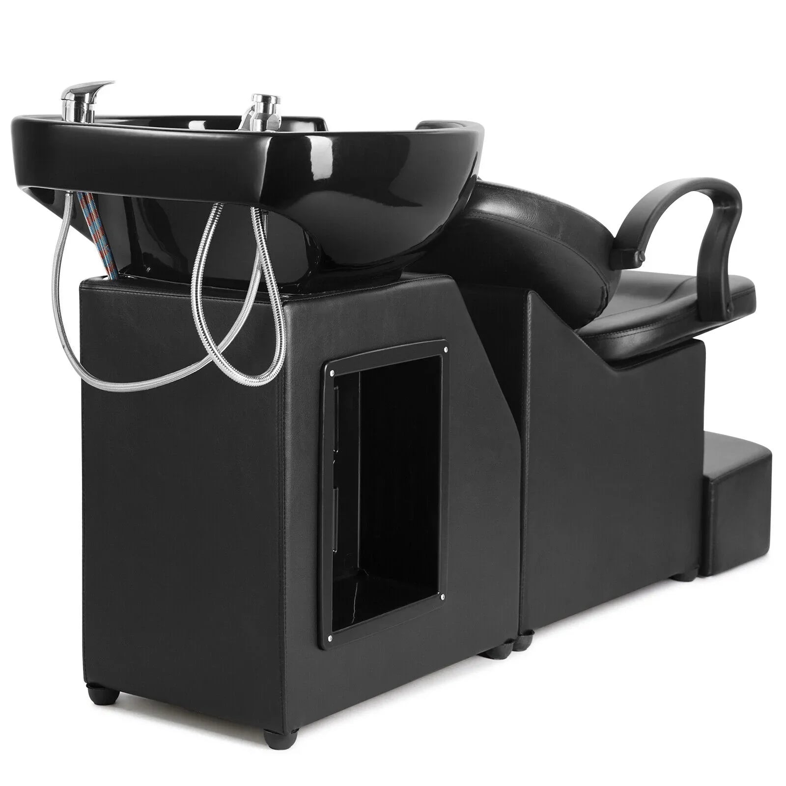 Artist hand Black Shampoo Barber Backwash Chair Salon Spa Beauty w/Ceramic Bowl,Sink, Foot Pedal