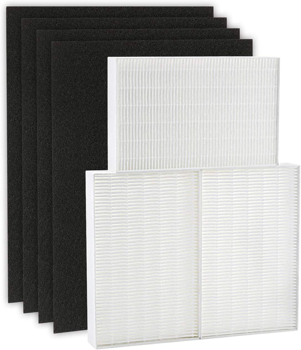Air Purifier HEPA 13 Filter R, HRF-R3 Compatible with Honeywell Air Purifier HPA300 3 Pack with 4 Pack Precut Activated Carbon Pre-Filters Replacement HRF-AP1,Home Air Purifier Parts & Accessories