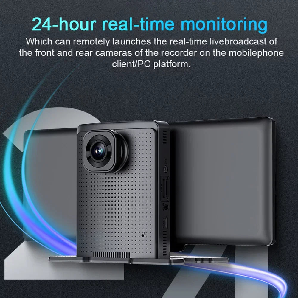 ametoys Multi-language Dual Lens Car Video Recorder Auto Dash Cam Car Recorder Night Viewing 10.26in DVR 170 Degree Wide Angle Car Global Positioning System Navigation