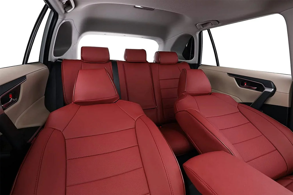 EKR Custom Fit Taos Car Seat Covers for Volkswagen Taos S SE 2022 2023 -Full Set Leather Auto Seat Covers(Burgundy)