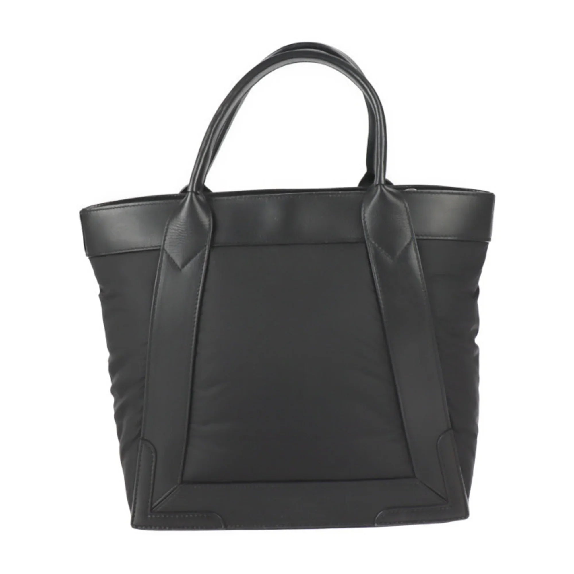 Pre-Owned BALENCIAGA Balenciaga Kabas S tote bag 363425 nylon leather black silver metal fittings (Good)