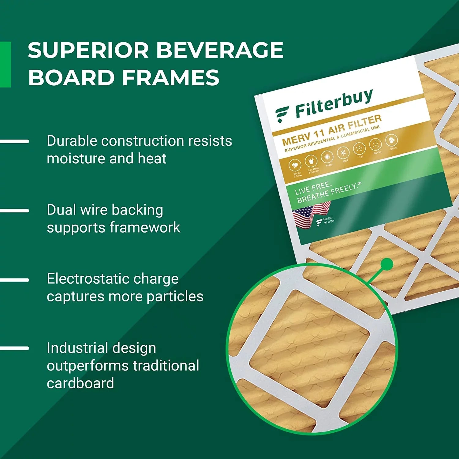 Filterbuy 10x14x2 MERV 11 Pleated HVAC AC Furnace Air Filters (2-Pack)