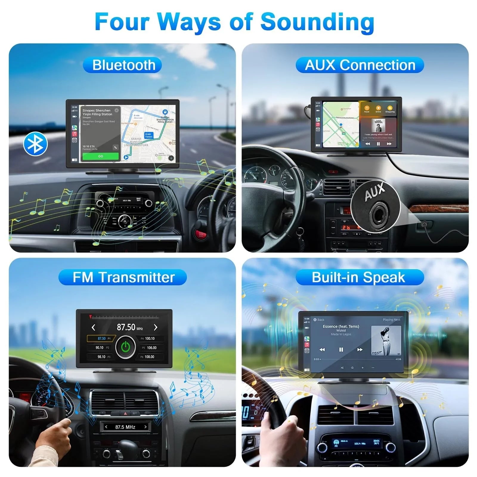 9 Inch Wireless Carplay Car Stereo, Touch Car Play Display Audio Car Radio Receiver, 2.5K Dash Cam,1080p Backup Camera DVR, Drive Mate Carplay Navigation, Multimedia Player