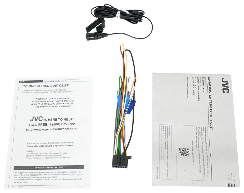 JVC KD-T920BTS Car in-Dash Unit, Single-DIN CD Receiver w/ Bluetooth/Alexa Built-in/SiriusXM Ready