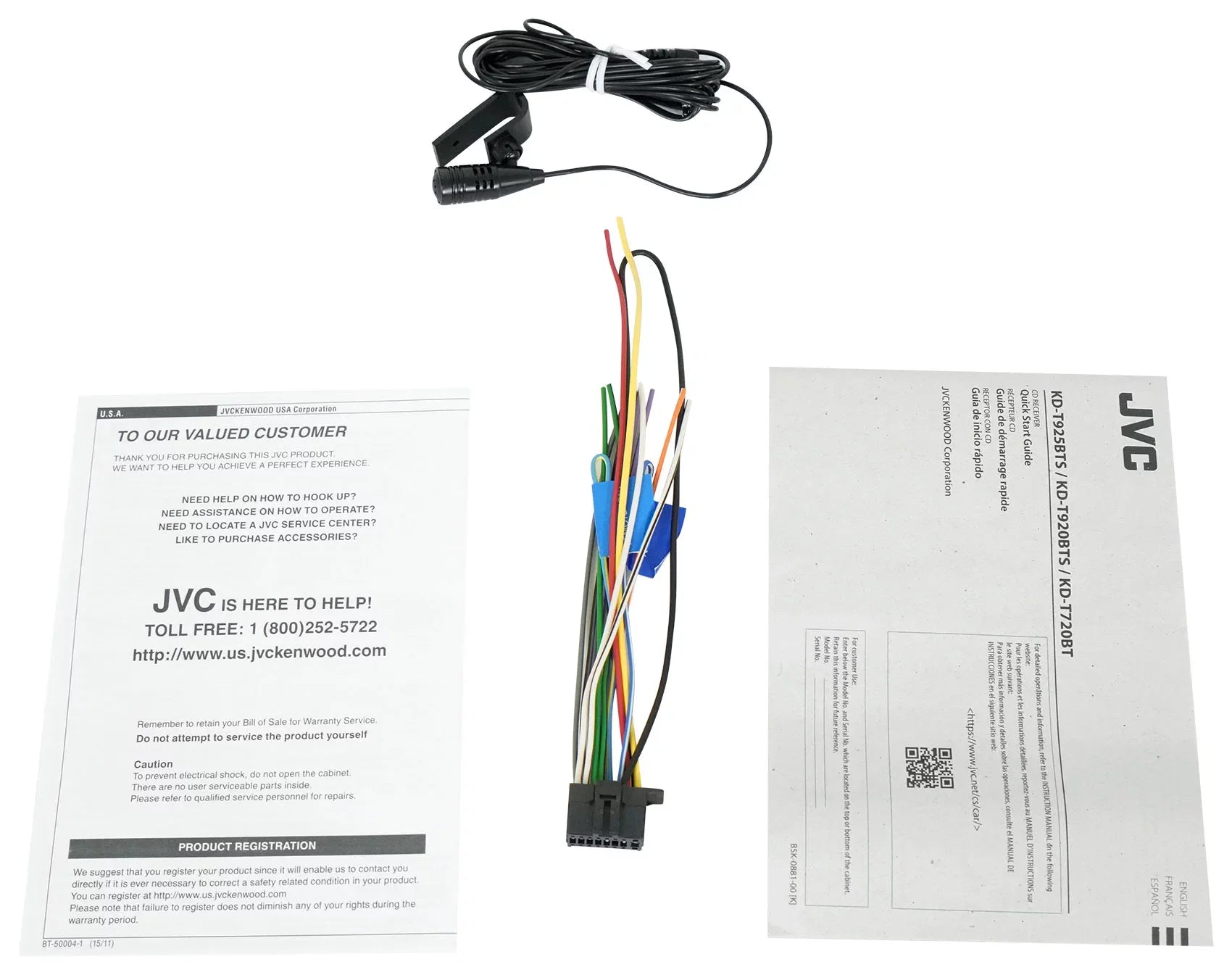 JVC KD-T920BTS Car in-Dash Unit, Single-DIN CD Receiver w/ Bluetooth/Alexa Built-in/SiriusXM Ready