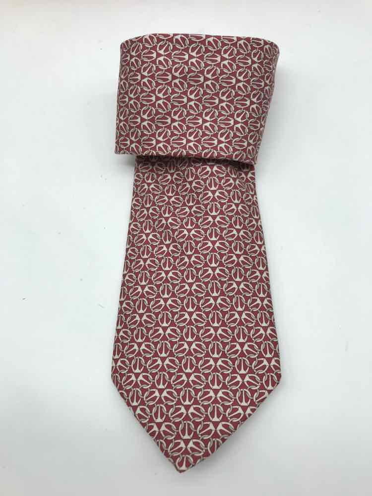 Pre-Owned Hermes Red Silk Printed Men's Tie