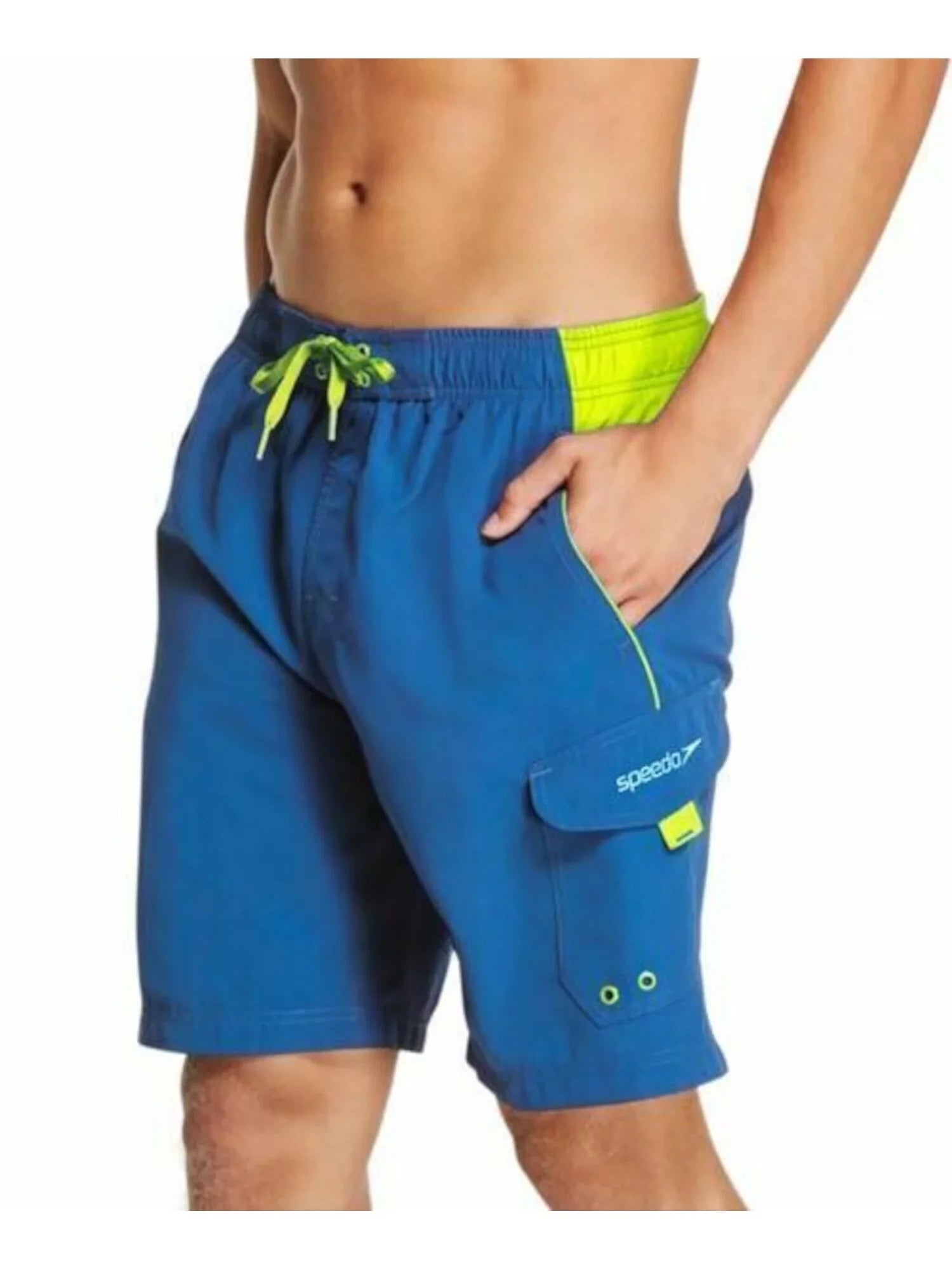 SPEEDO Mens Swimwear Blue Color Block Shorts S