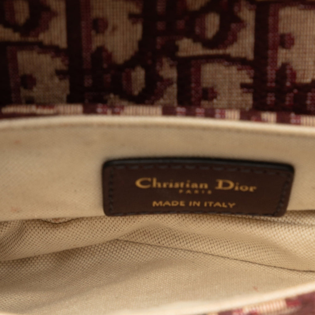 Pre-Owned Authenticated Dior Mini Oblique Saddle Canvas Fabric Red Satchel Unisex (Good)