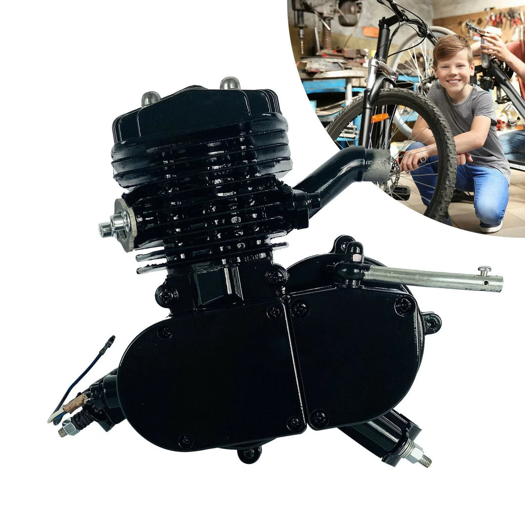 80CC 2-Stroke Petrol Gas Motor Engine Bike Single Cylinder Air-cooled Engine Pull Start for Bicycle Motorized 2.94KW 6500r/min