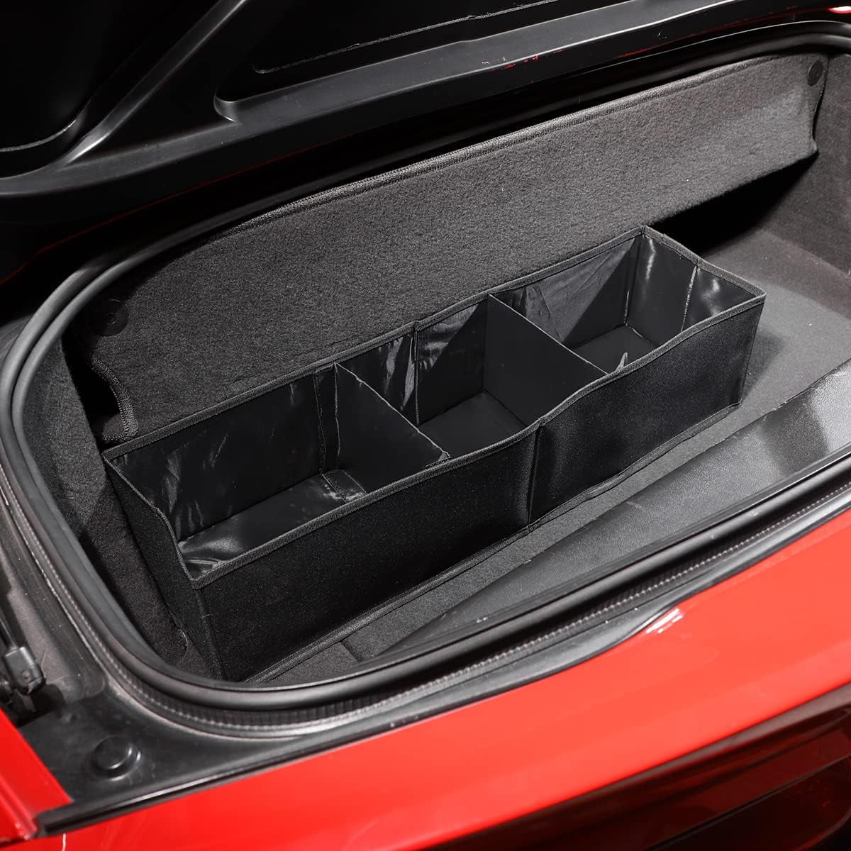 TINKI Car Trunk Organizer Fit For Chevrolet Corvette C7 2014-2019 Storage Organizer Multi-Compartment Oxford Cloth Long-lasting Collasible Portable Space Saving