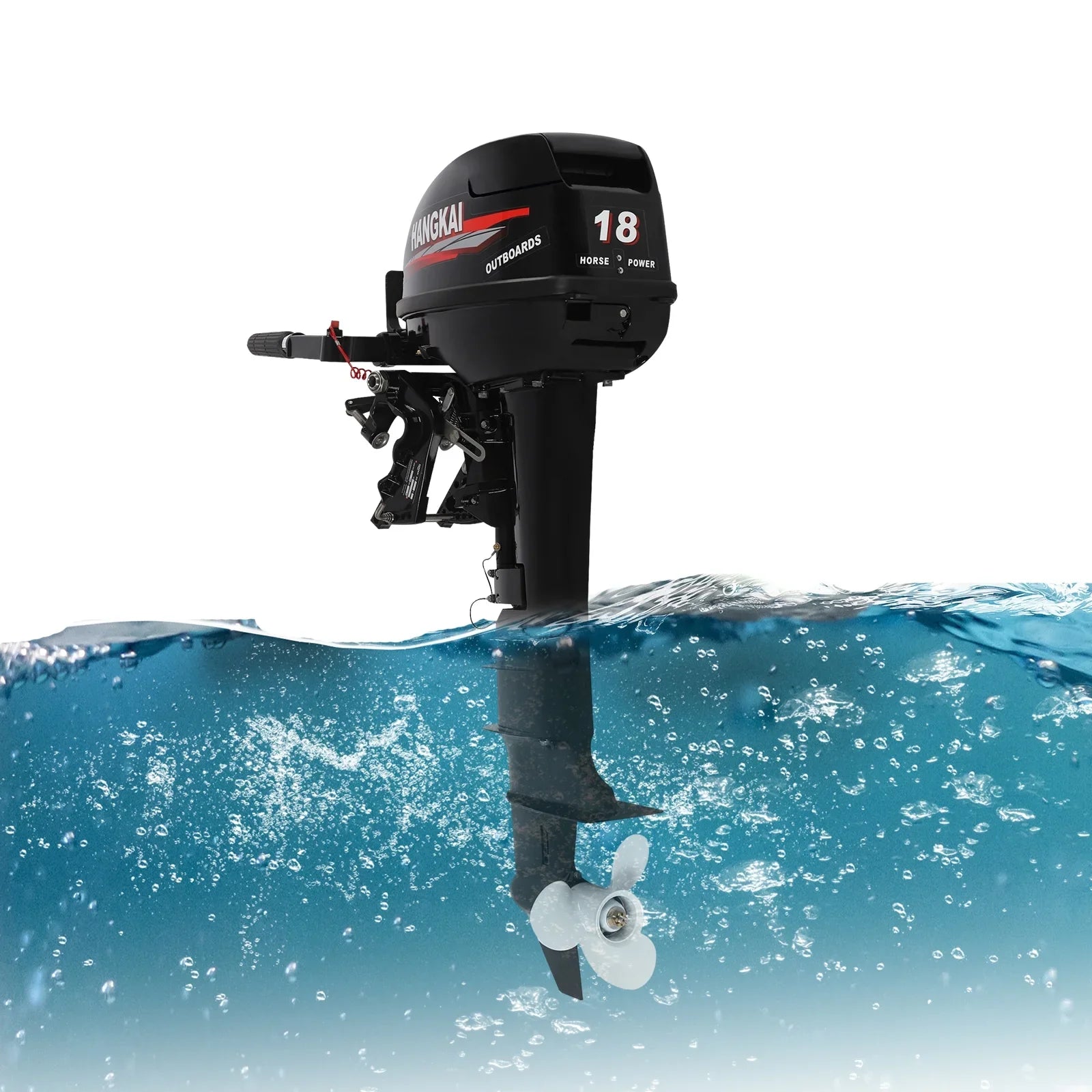 Wuzstar Outboard Motor, 2 Stroke 18 246cc Long Shaft Boat Engine Aluminum Alloy Fishing Boat Motor w/CDI Liquid Cooling System